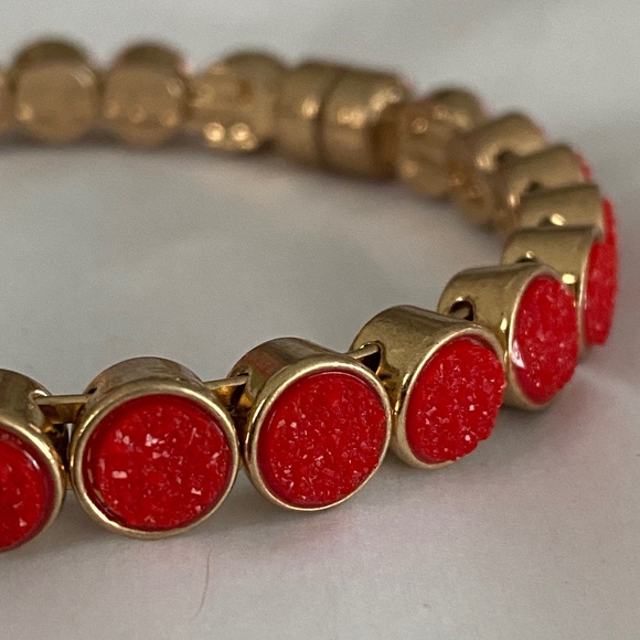 Plunder Red Druzy Magnetic Bracelet Goldtone - Picture 13 of 14